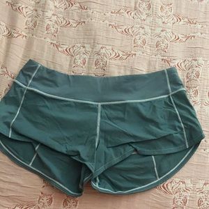 turquoise lululemon athletic shorts